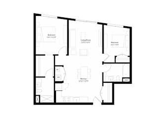 Two-bedroom, two-bath floor plan