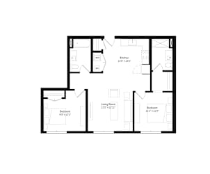 Two-bedroom, two-bath floor plan