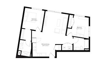 Two-bedroom, two-bath floor plan