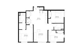 A black and white image of a house floor plan.