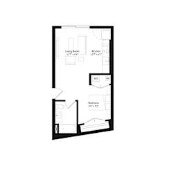 Studio, one-bath floor plan