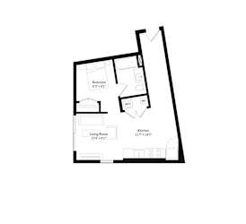 Studio, one-bath floor plan