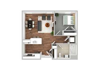 One Bedroom Staged Floor Plan  at 13 State Street Apartments, New York