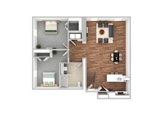 Two Bedroom One Bath Floor Plan at 13 State Street, Schenectady NY