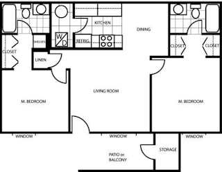 Two Bedroom Floor Plan at Country Club Vista Apartments, Flagstaff
