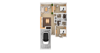 Pearl 2 Bedroom 2 Bathroom Duplex, 998 sq. ft., at Barton Farms Apartments and Duplexes in Greenwood, IN 46143
