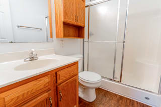 a bathroom with a sink toilet and shower at Barton Farms in Greenwood, IN 46143