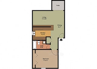 1 Bedroom, 1 Bathroom 750 Sq. Ft. Floor Plan at Sandstone Court Apartments, Indiana