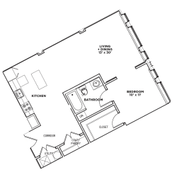 1 BR 1 Bath Suite H-W (Highland Building), Walnut on Highland in East Liberty Neighborhood of Pittsburgh