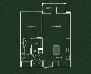 A4.2 1 BED 1 BATH LIVINGSTON Floor Plan A4.2 1 BED 1 BATH LIVINGSTON Floor Plan at Alta Croft, Charlotte, 28269