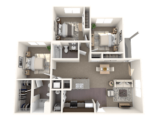 a 3d rendering of a floor plan of a house