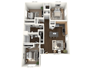 A 3D floor plan of a house with dimensions 140x113.