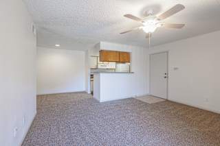 A cozy living room in a model unit at Skyler Ridge Complex, ready for your personal touch.