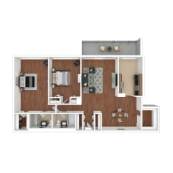 2 Bedroom 2 Bathroom Floor Plan at Colesville Towers Apartments, Silver Spring, Maryland