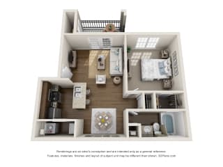 A1, 1 br, 1 ba, 650 sq. ft.