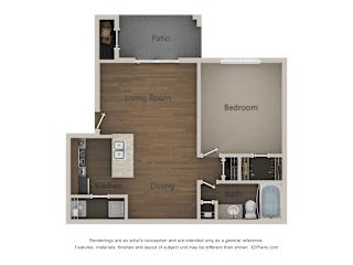 A1, 1 br, 1 ba, 650 sq. ft.