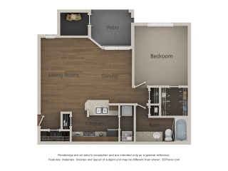 A2, 1 br, 1 ba, 720 sq. ft.
