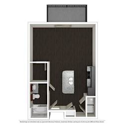 Studio, 1 Bath, 598 SQ.FT. floor plan