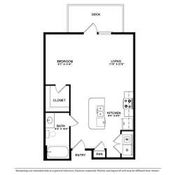 Studio, 1 Bath, 598 SQ.FT. floor plan