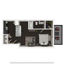 Studio, 1 Bath, 598 SQ.FT. floor plan
