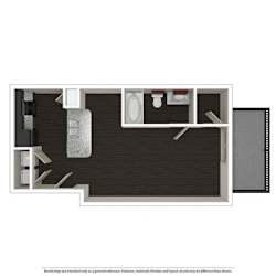 Studio, 1 Bath, 598 SQ.FT. floor plan