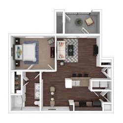 1 Bed Floor Plan at Pecan Springs, San Antonio, 78249