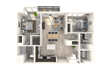 B1.1  2 Beds 2 Baths Floor Plan