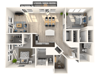 2 bedroom 2 bathroom with den B8 layout