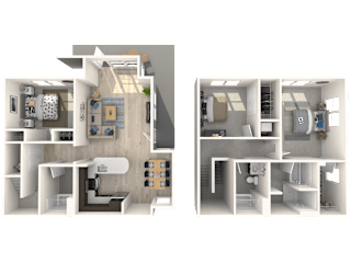 T3  Townhome  3 Beds 3 Baths Floor Plan