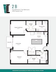 A floor plan of a 2 Bedroom, Two Bathroom apartment.