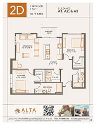 2D Floorplan at Alta Apartments, Pewaukee, Wisconsin