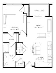 1 Bedroom Floor Plan at Two Points Crossing, Madison, WI