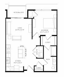1 Bedroom A2 SIM Floor Plan at Two Points Crossing, Wisconsin, 53593