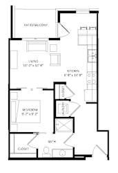 Studio B1 Floor Plan at Two Points Crossing, Wisconsin, 53593