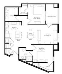 2 Bedroom K Floor Plan at Two Points Crossing, Madison, WI, 53593