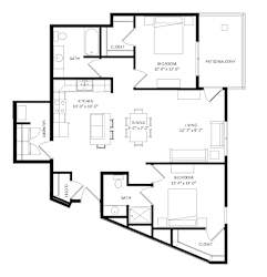 2 Bedroom K2 SIM Floor Plan at Two Points Crossing, Wisconsin