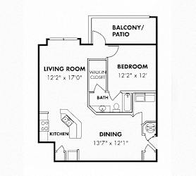 1B1B Floor Plan at Carrington Park at Lake Lanier, Gainesville, GA, 30504