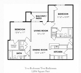 2Bed 2Bath Floor Plan at Carrington Park at Lake Lanier, Gainesville, 30504