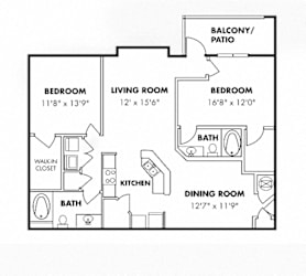2Bd 2Bth Floor Plan at Carrington Park at Lake Lanier, Gainesville, Georgia