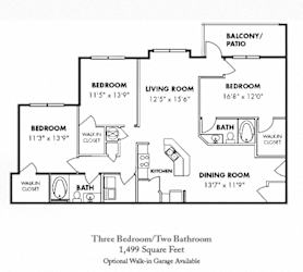 3Bedroom Floor Plan at Carrington Park at Lake Lanier, Georgia, 30504