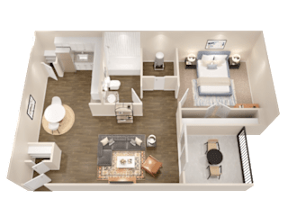 a1 floor plan  1 bedroom with 2 baths  129