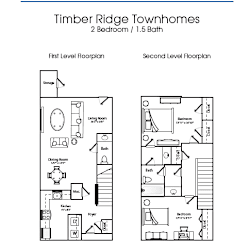 Floor Plan 2 Bedroom 1.5 Bath Townhome