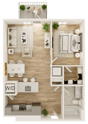 a 1 bedroom floor plan  wd apartments
