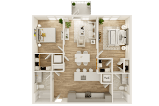 a1 floor plan  1 bedroom with 2 baths
