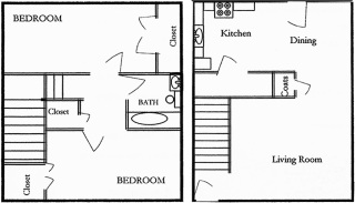 2BR 1BA Townhome