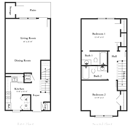 the floor plan of a small house with a bedroom and a living room