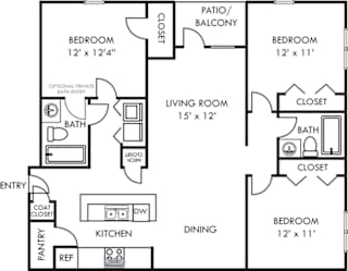 A black and white image of a house floor plan.