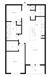 a floor plan of a room with a rectangular floor plan and a rectangle floor plan