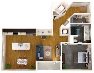 a floor plan of a house with a bedroom and a living room