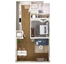 a floor plan with a bedroom and a living room
